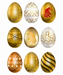 Paste fericit grid cu oua decorative aurii