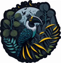 Toucan Bird moon jungle 