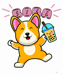 Kawaii Corgi Drinking Boba Tea