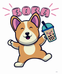 Kawaii Corgi Drinking Boba Tea