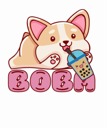 Kawaii Corgi Drinking Boba Tea