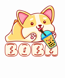 Kawaii Corgi Drinking Boba Tea