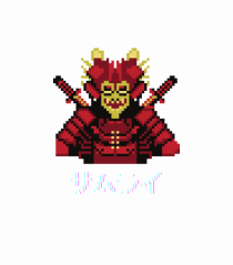 Samurai în Japoneză (pixel art) alb