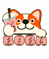 Kawaii Corgi Drinking Boba Tea