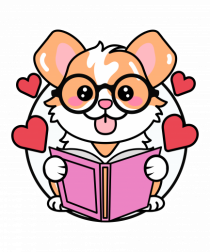 Kawaii Dog Reading A Book