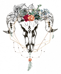 Craniu cu Trandafiri și Pene