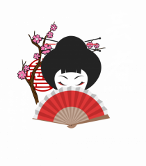 Geisha Kanji și Ilustrație (alb)