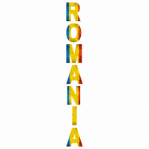 Romania text vertical tricolor