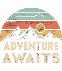 Adventure Awaits Retro Sunset Distressed