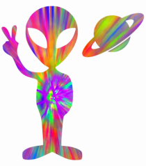 Alien Hippie Saturn Silhouette