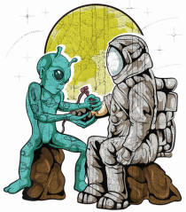Alien Inking Astronaut Tattoo