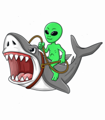 Alien Riding Shark