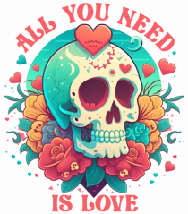 All You Need Is Love Valentine Skull
