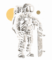Astronaut Skater Retro Wood Style