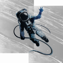 Astronaut floating between dimensions