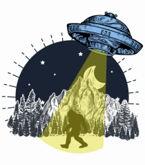 Bigfoot Ufo Moonmountain Alien Vintage