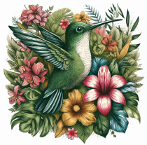 Colibri - flori exotice - 1