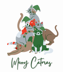 Merry Catmas Green