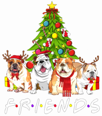 Christmas Bulldog Friends