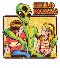 Cool Retro Alien Hello Humans