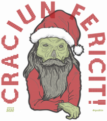Craciun Fericit Ugly Green Santa Skull