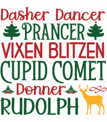 Dasher Dancer Prancer Vixen Blitzen Cupid Comet Donner Rudolph