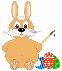 Easter bunny painting eggs