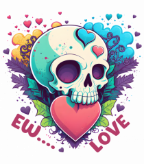Ew Love Heart Valentine Skull