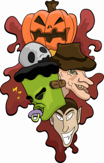 Halloween horror character heads mashup 
