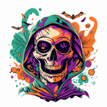 Vibrant Halloween Skull: Spooky and Colorful Delight!