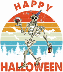 Happy Halloween Funny Drunk Skeleton