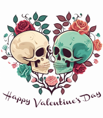 Heart Happy Valentine's Day Skull