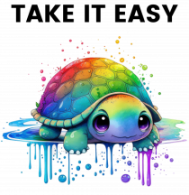 Broasca testoasa pictata in acuarela cu mesajul  Take it Easy