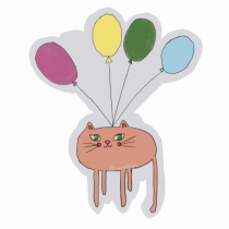 cat with baloons