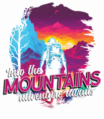 in stil synthwave - Into the mountains adventure awaits