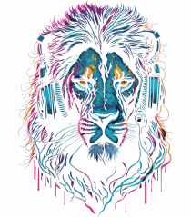 Lion As DJ With Headphones