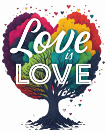 Love is Love LGBTQ pride rainbow tree