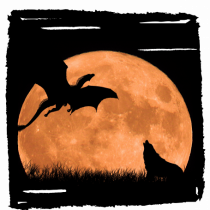Moon dragon and wolf 