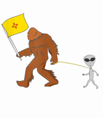 New Mexico Flag Bigfoot Walking Alien