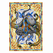 Octopus on stained glass
