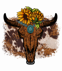 Vintage Sunflower Bull Skull