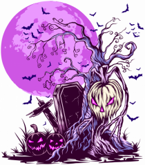 Purple Halloween Moon