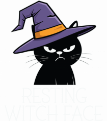 Resting Witch Face Halloween Cat