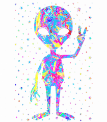 Retro 1970s Tie Dye Groovy Alien Peace