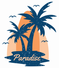 Retro Palm Tree Paradise Beach