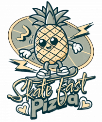 Ananas Amuzant Retro Pizza Skate Skateboarder