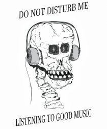 skull listening music