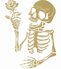 Skeleton Happy with Golden Rose