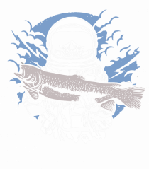 Skull Face Astronaut Fishing