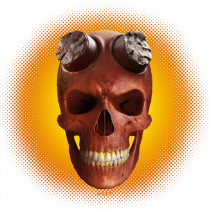 Craniu roșu - skull red 03 yellow